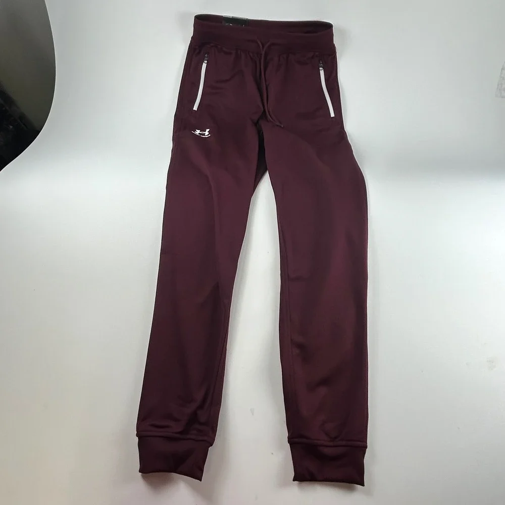 Under Armour Mens S Sportstyle Tricot Joggers Maroon Burgundy Pants NEW